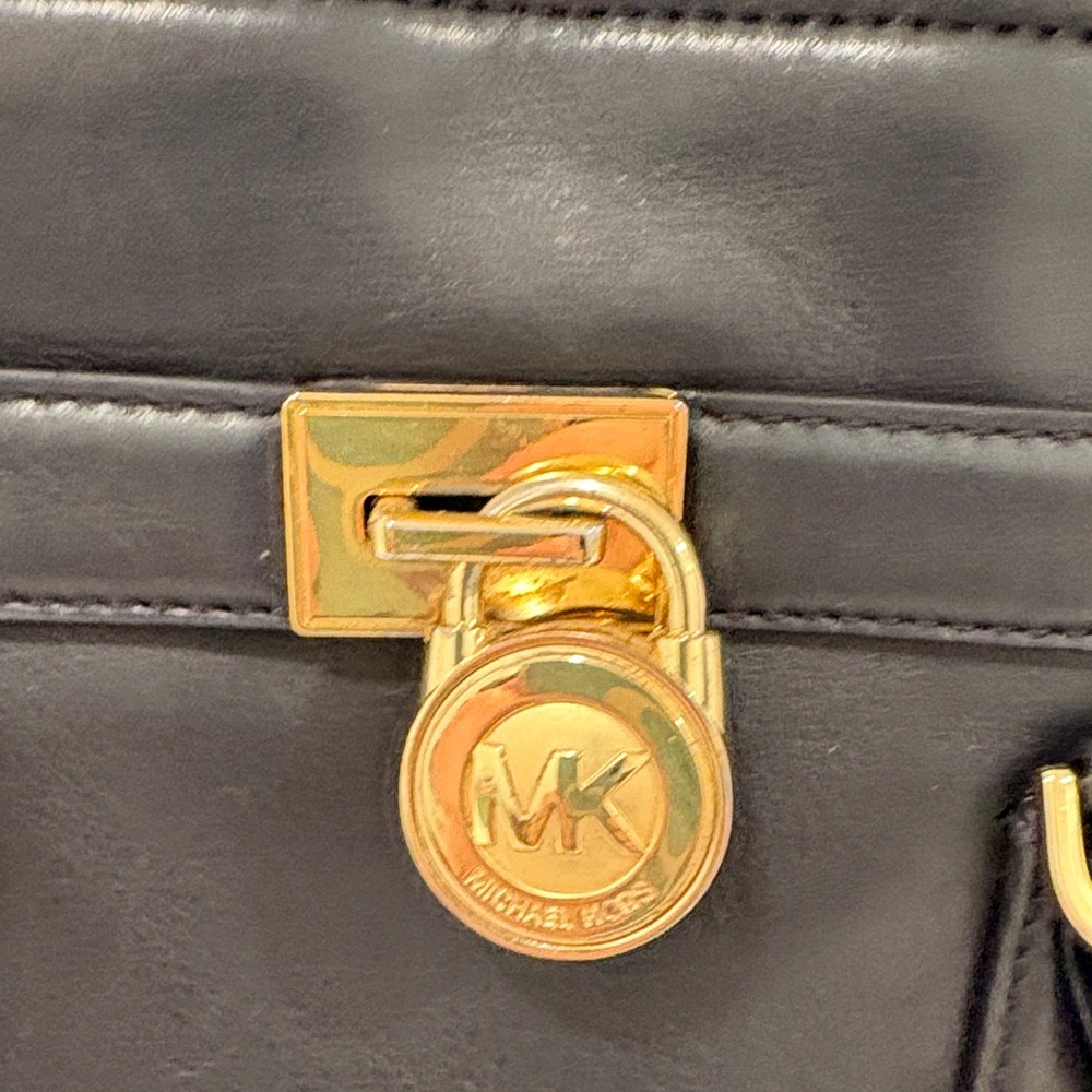 MICHAEL Michael Kors Black Hamilton Satchel with Gold Accents - Picture 3 of 15